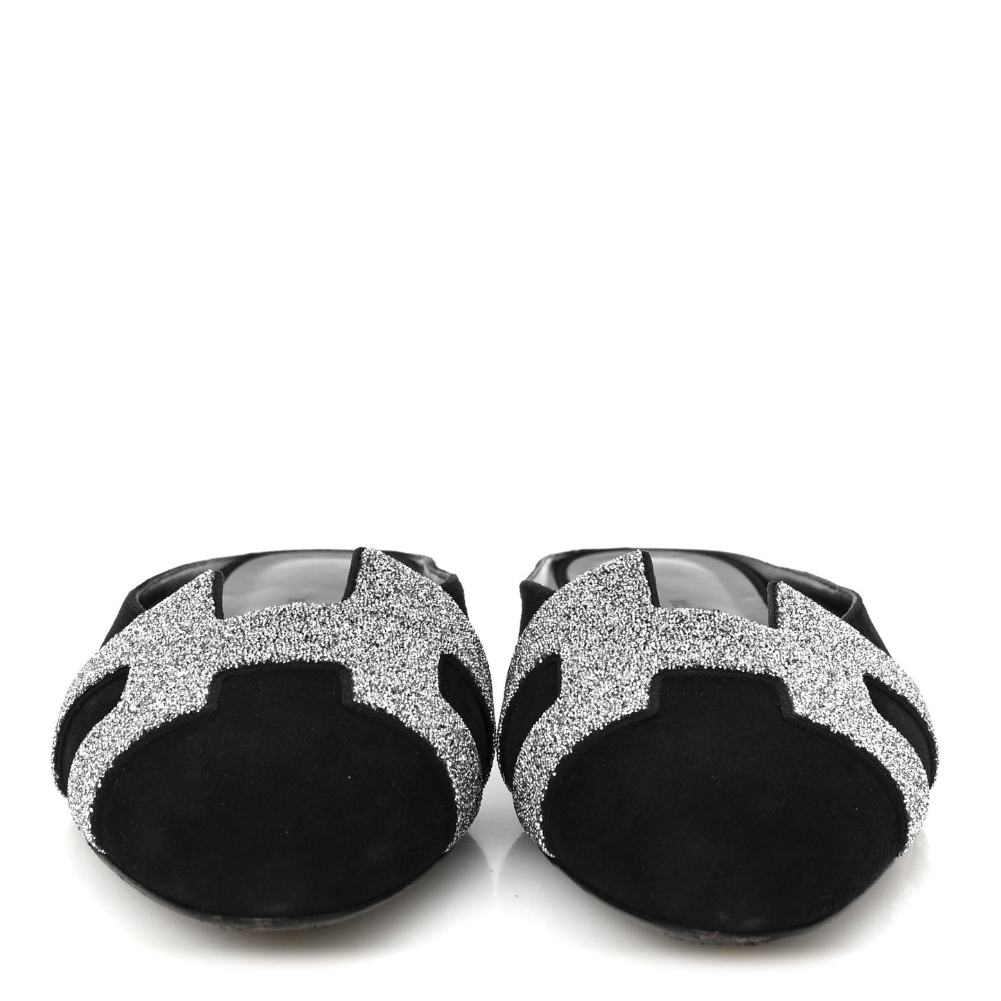 Suede Goatskin Crystal Roxane Mules 40 Gris Argente Black
