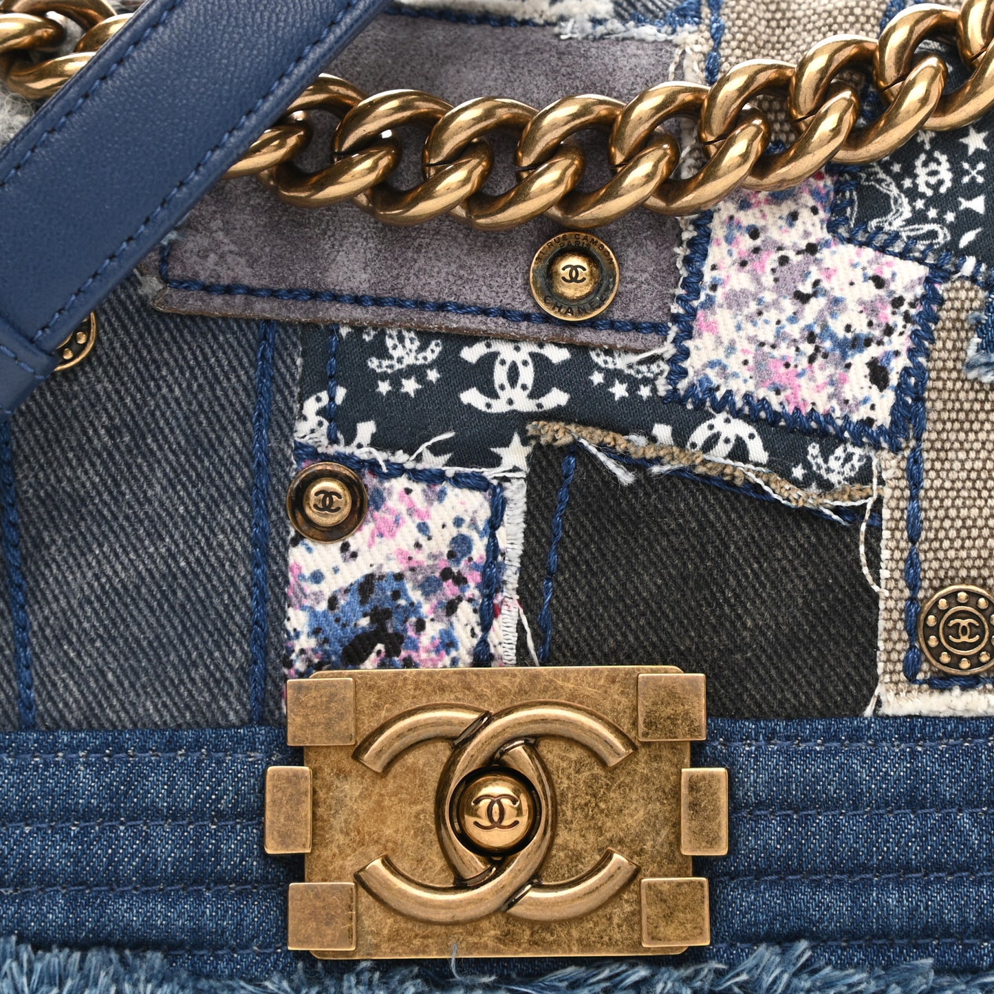Denim Patchwork Small Boy Flap Blue