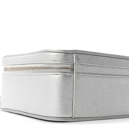 Chanel Metallic Caviar Quilted Large CC Filigree Vanity Case Silver 9 of 10