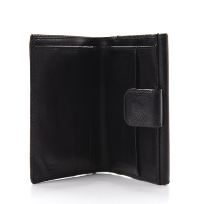 Prada Saffiano Metal French Flap Compact Wallet Black 5 of 10