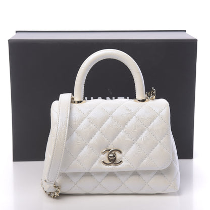 Chanel Iridescent Caviar Quilted Extra Mini Coco Handle Flap Ivory 11 of 11