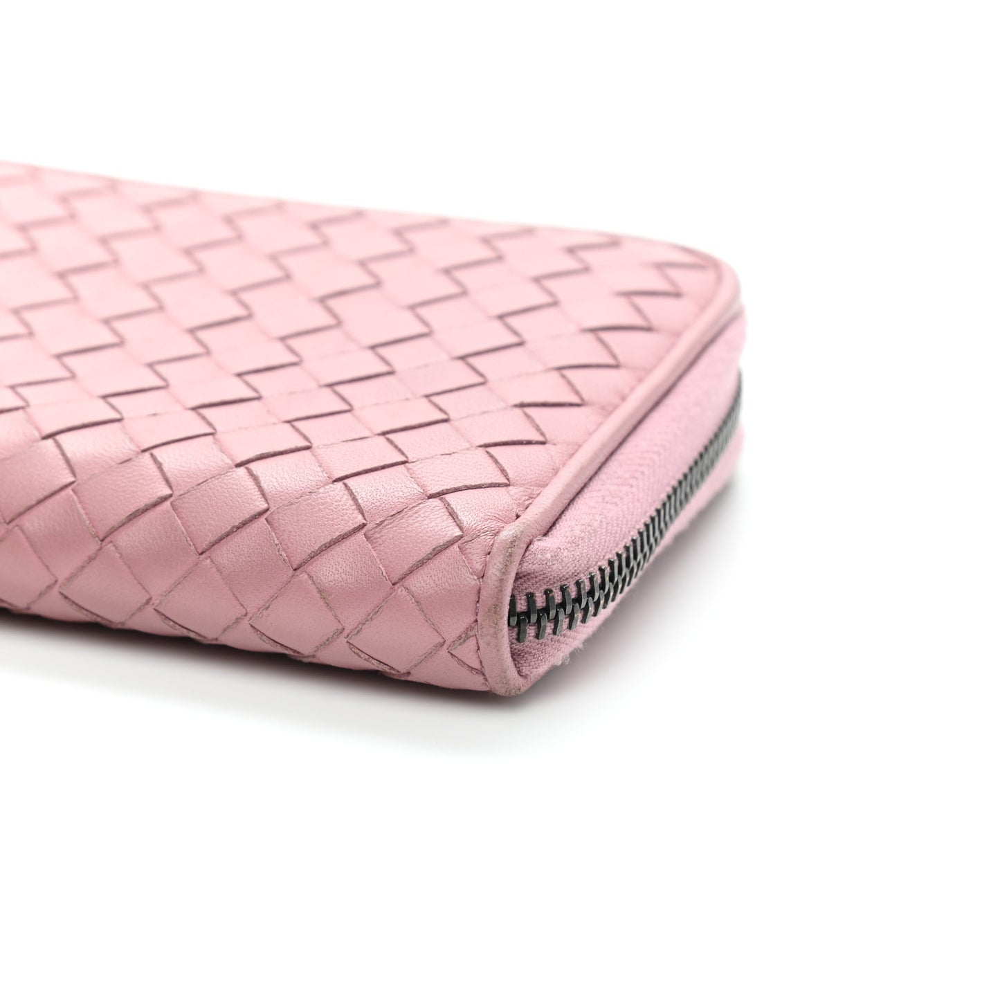 Nappa Intrecciato Zip Around Wallet Mallow