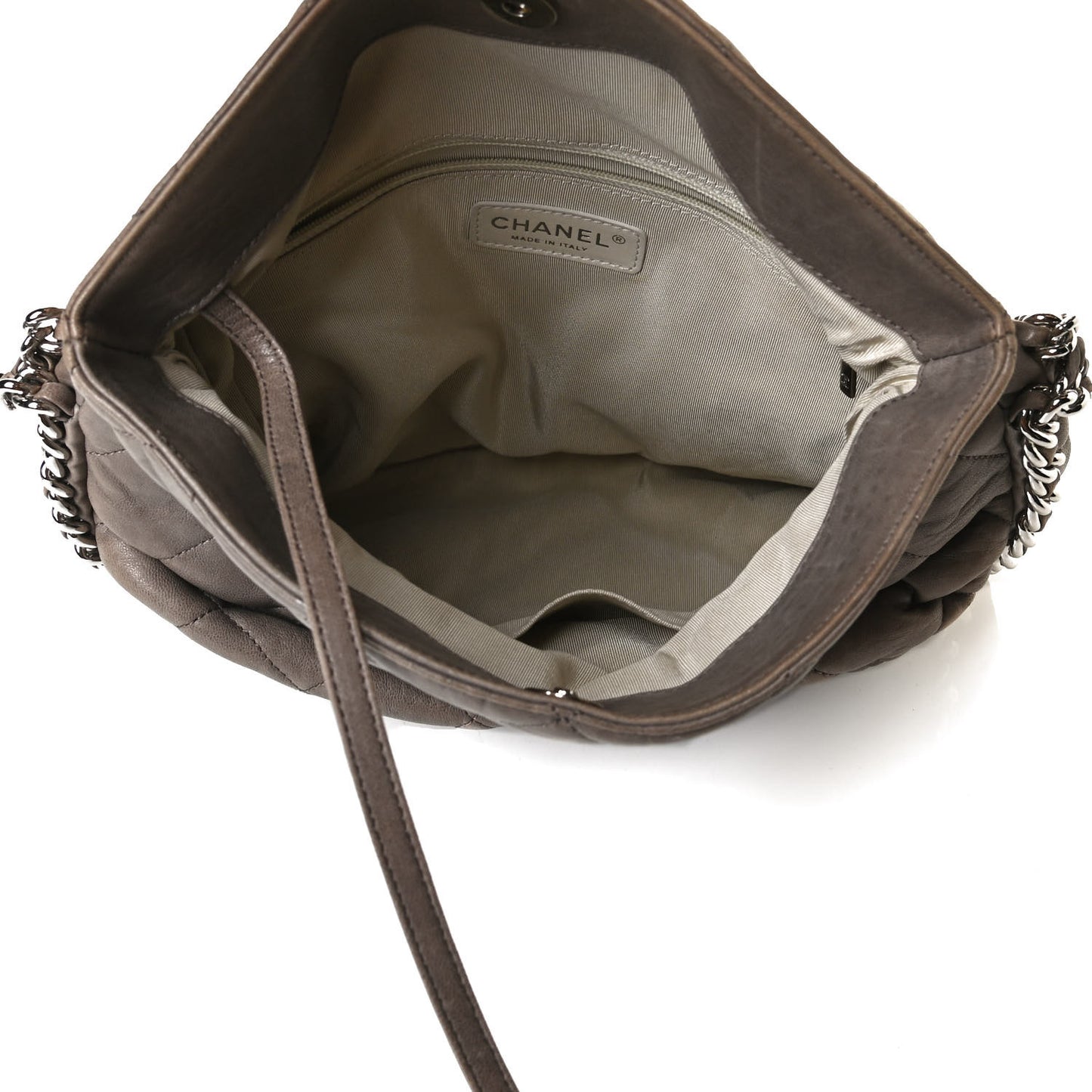 Washed Lambskin Chain Around Hobo Taupe