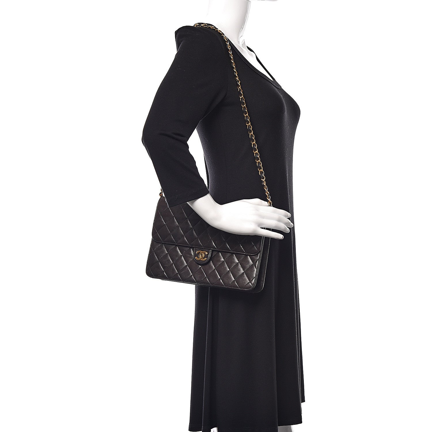 Chanel Lambskin Quilted Medium Single Flap Black 2 of 14
