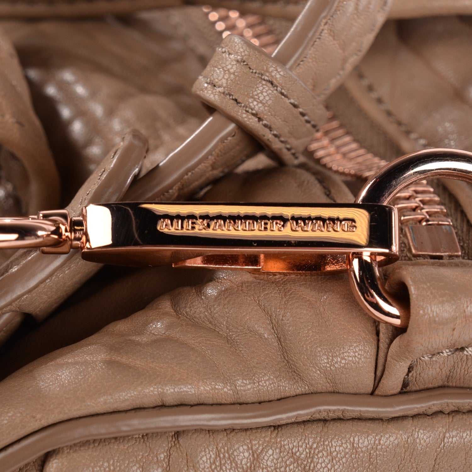 Alexander Wang Pebbled Lambskin Rocco Latte Rose Gold Hardware 5 of 9