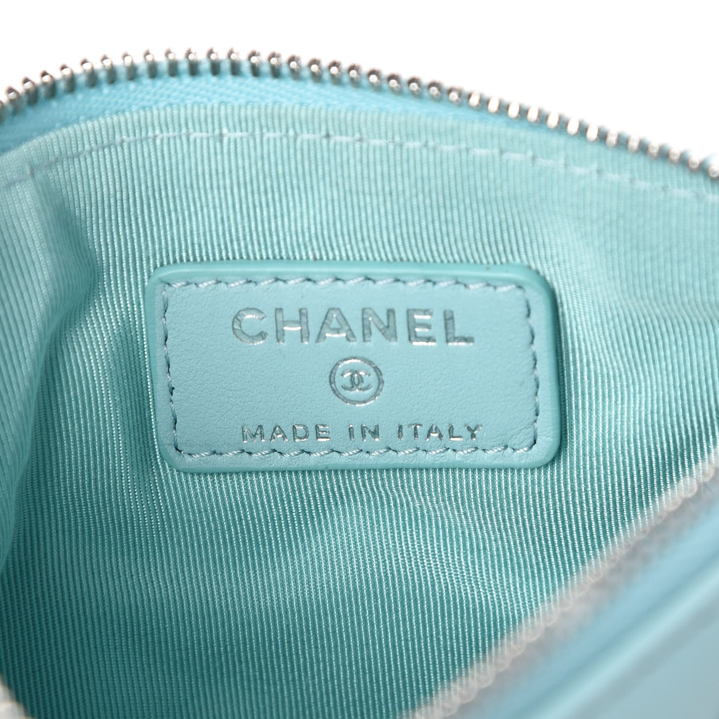 Lambskin Quilted Small Cosmetic Case Light Blue