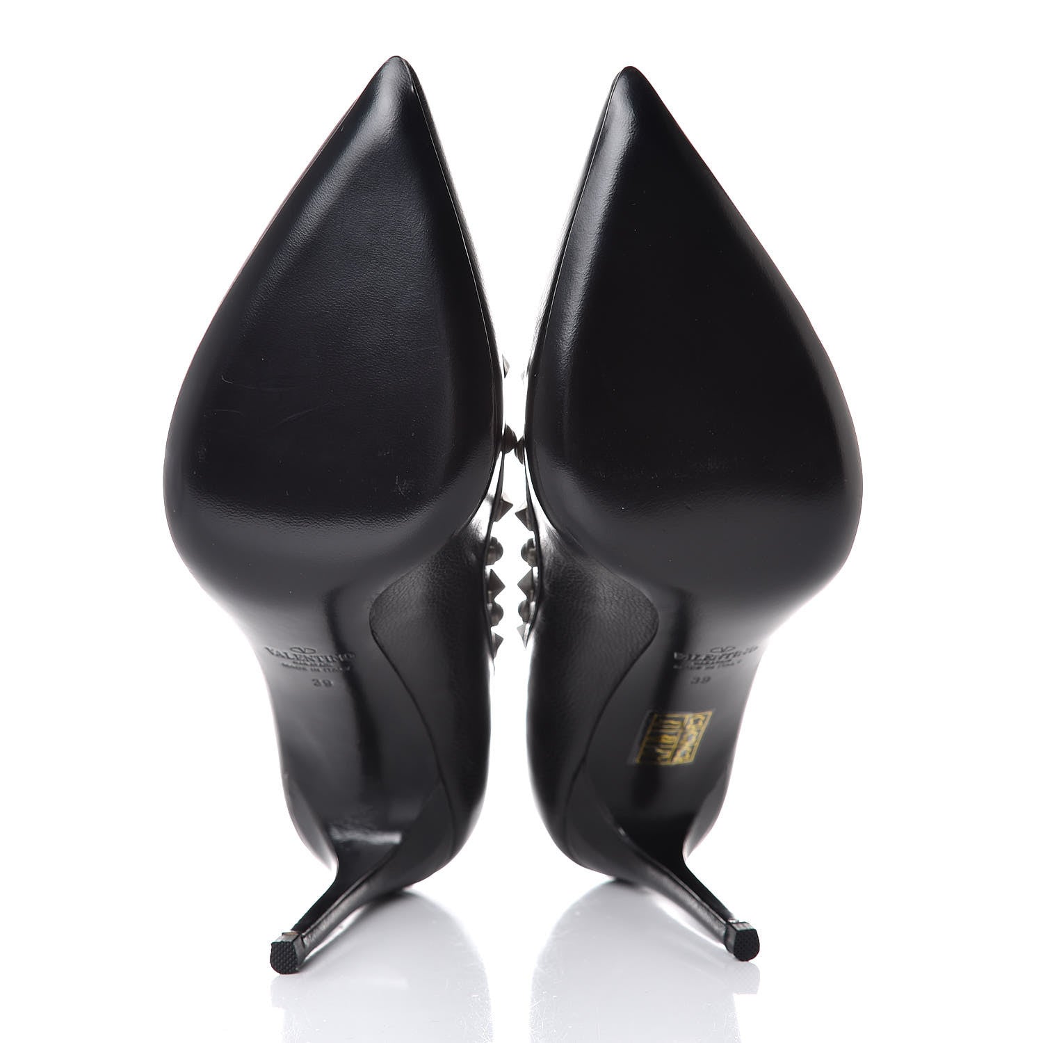 Valentino Garavani Pebbled Calfskin Onyx Rockstud Rolling 100mm Pumps 39 Black 5 of 7