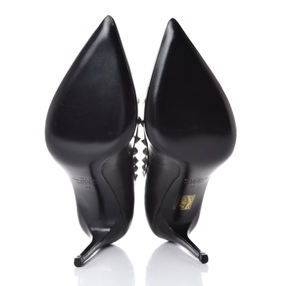 Valentino Garavani Pebbled Calfskin Onyx Rockstud Rolling 100mm Pumps 39 Black 5 of 7
