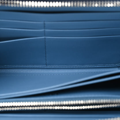 Prada Saffiano Metal Zip Around Wallet Navy Blue 8 of 14
