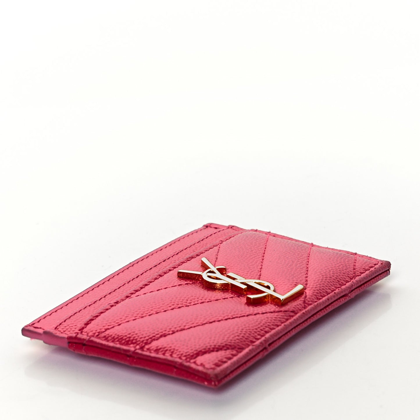 Grain De Poudre Matelasse Chevron Monogram Credit Card Case Bubblegum