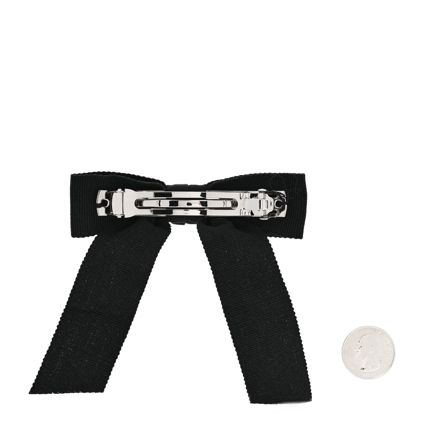 Chanel Grosgrain Bow CC Hair Clip Black 2 of 4