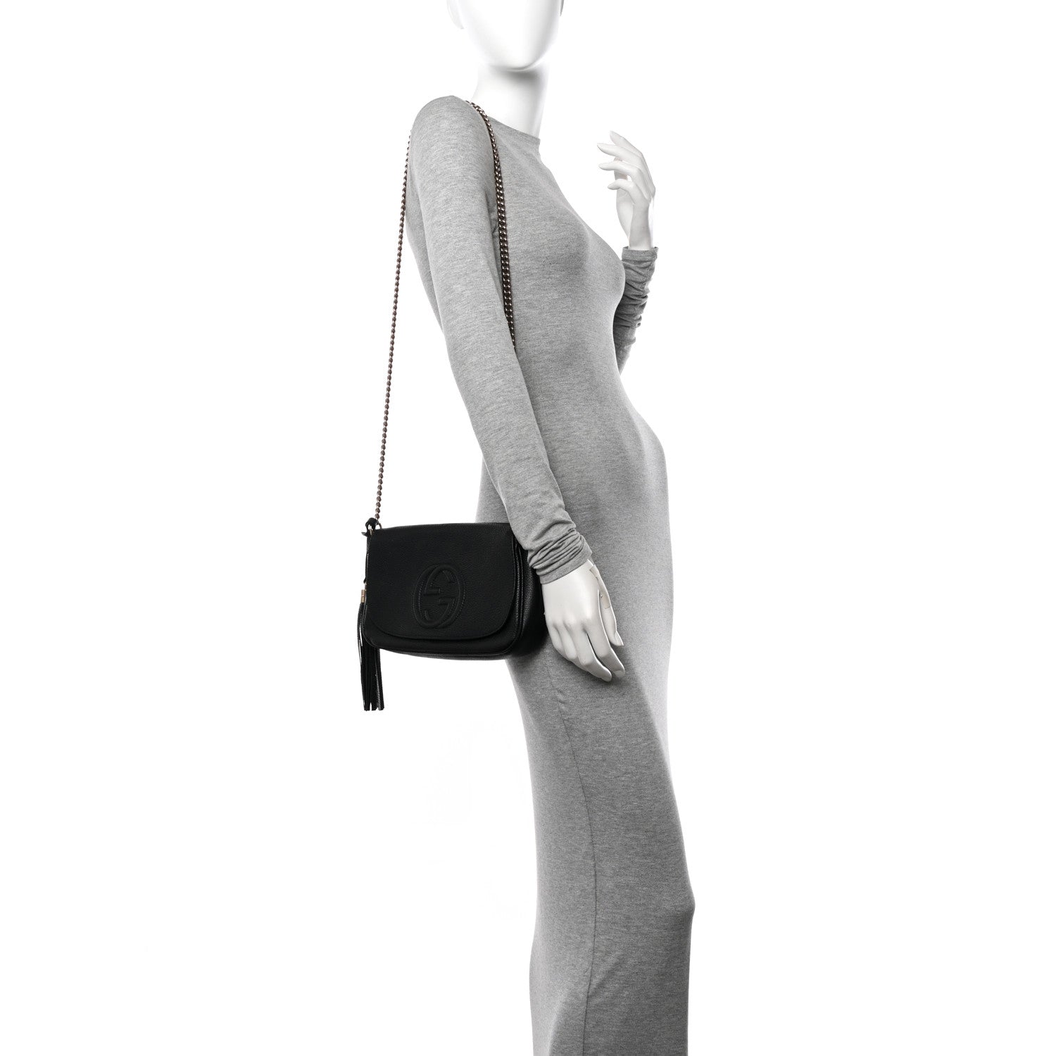 Gucci Pebbled Calfskin Medium Soho Flap Crossbody Black 2 of 11