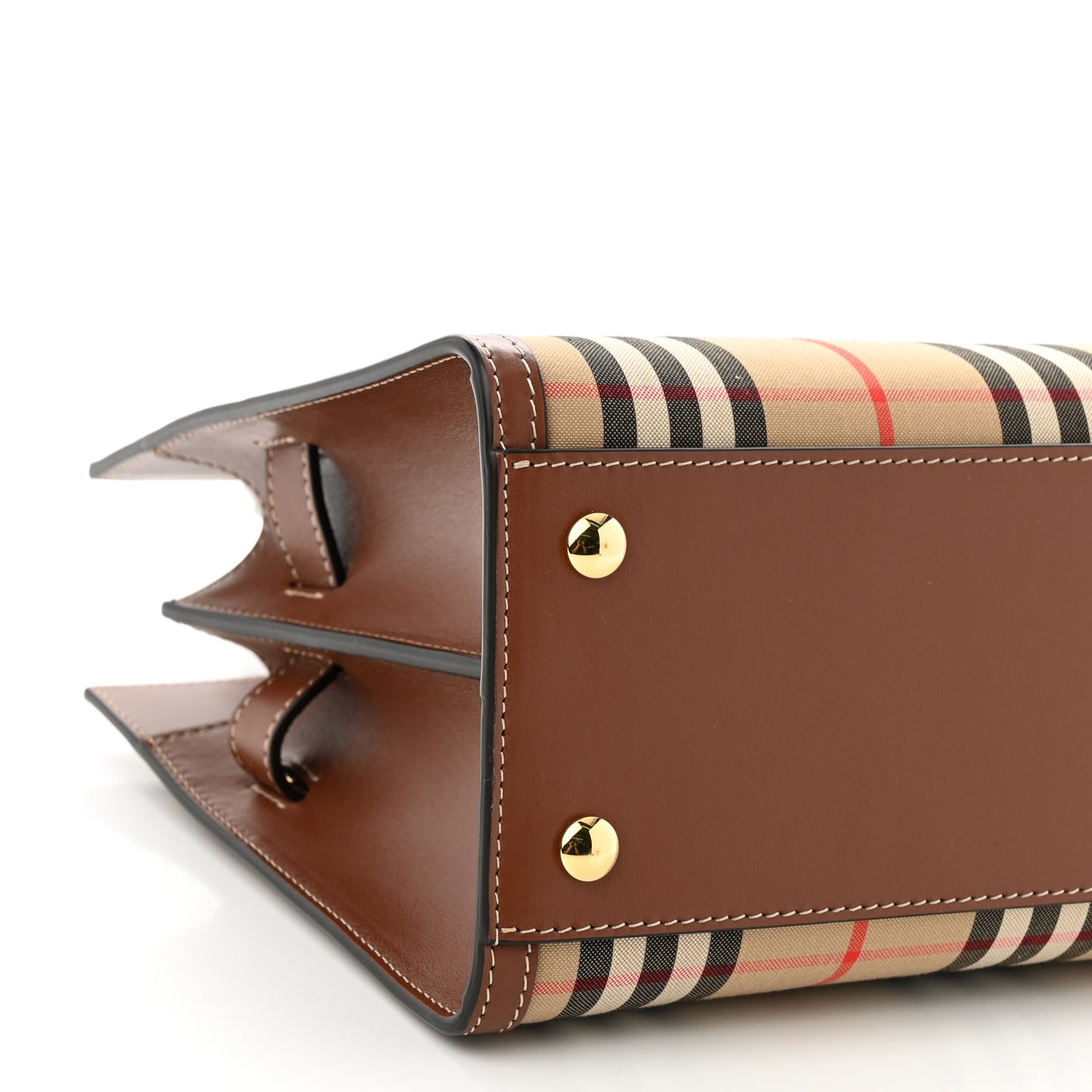 Calfskin Vintage Check Mini Two Handle Title Bag Archive Beige