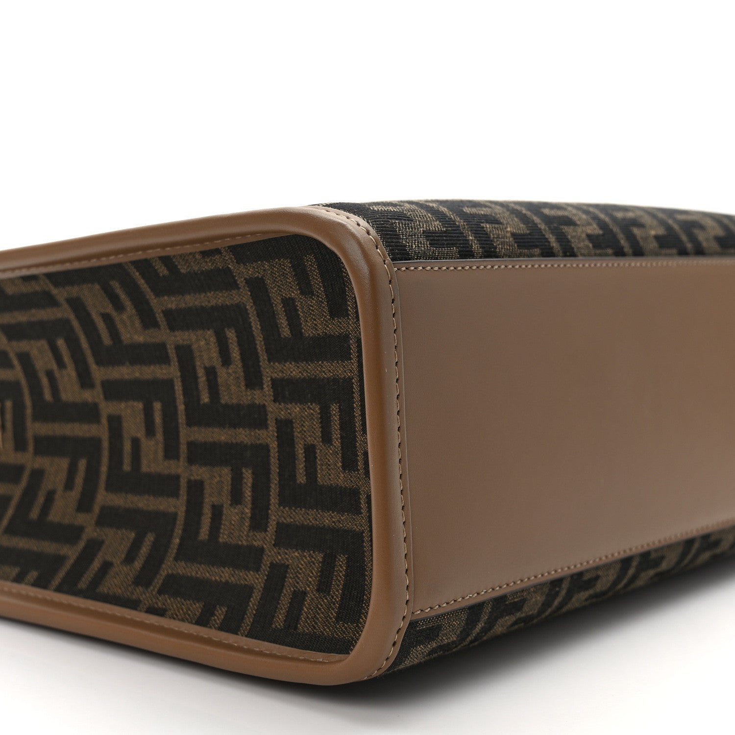 Fendi Fabric Jacquard FF 1974 Logo Small Fendi Sunshine Shopper Tote Tobacco Moro Sand 8 of 11