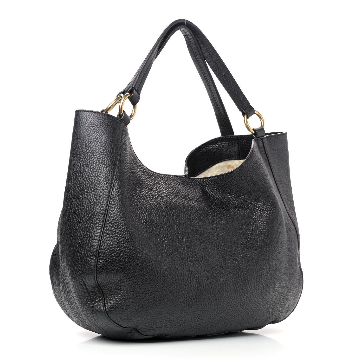 Gucci Pebbled Calfskin Medium Twill Shoulder Bag Black 3 of 12