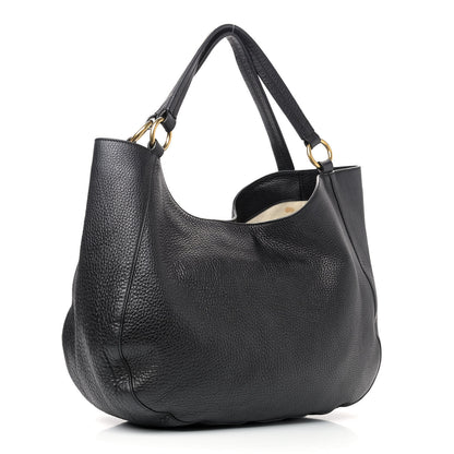 Gucci Pebbled Calfskin Medium Twill Shoulder Bag Black 3 of 12