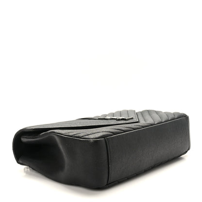 Saint Laurent Sheepskin Matelasse Chevron Monogram Large College Satchel Black 5 of 10