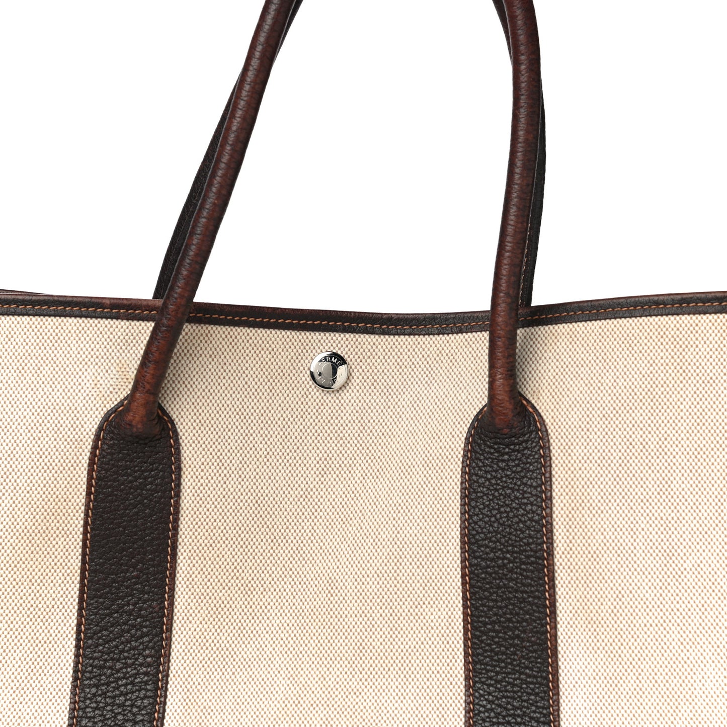Buffle Sindhu Toile Garden Party 36 MM Tote Marron Fonce