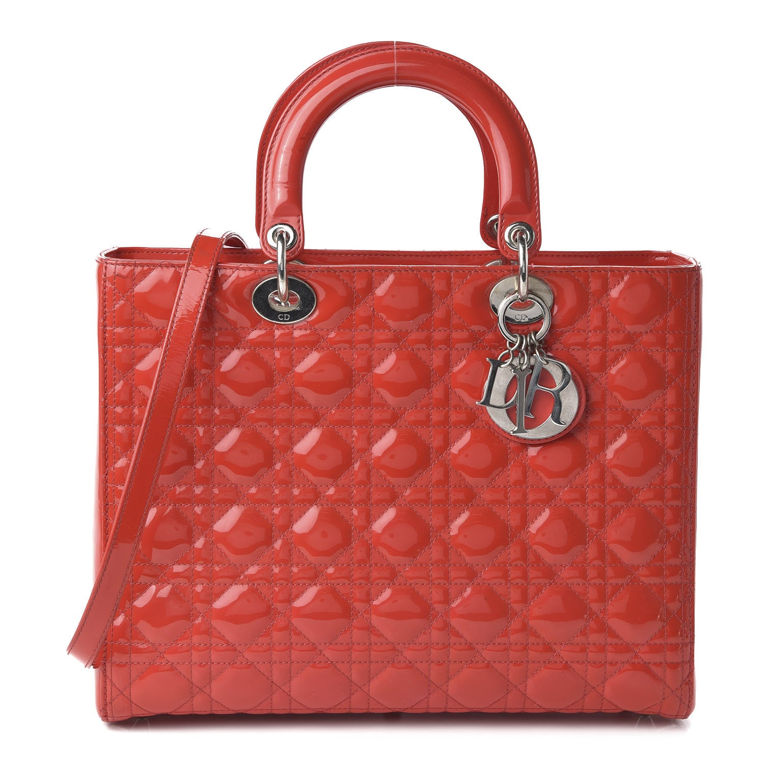 Christian Dior Patent Cannage Large Lady Dior Red 1 of 9