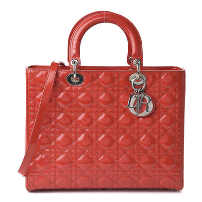 Christian Dior Patent Cannage Large Lady Dior Red 1 of 9