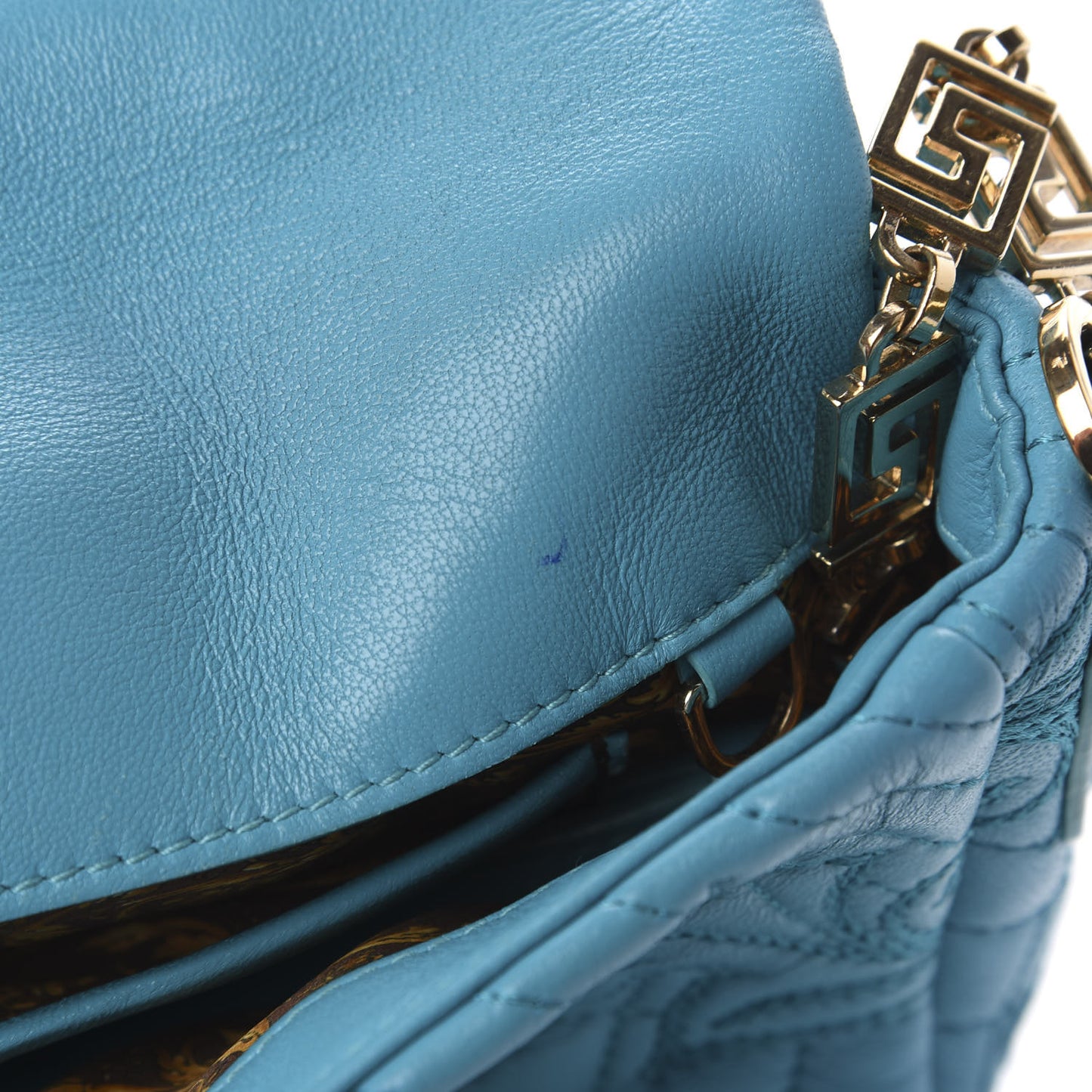 Nappa Barocco Quilted Vanitas Medea Shoulder Bag Blue
