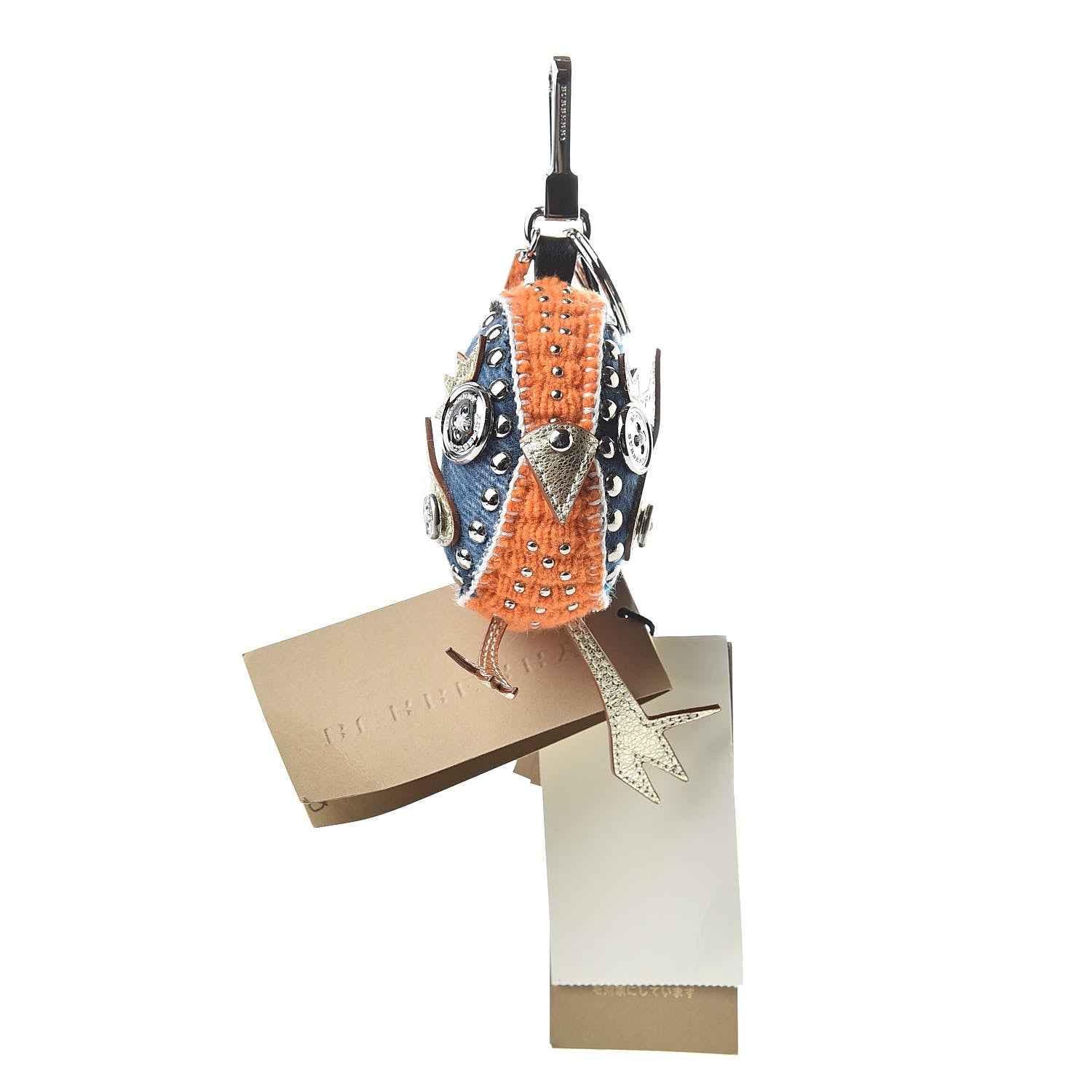 Burberry Calfskin Wool Cashmere Studded Mabel Derek The Bird Bag Charm Clementine Multicolor 1 of 3