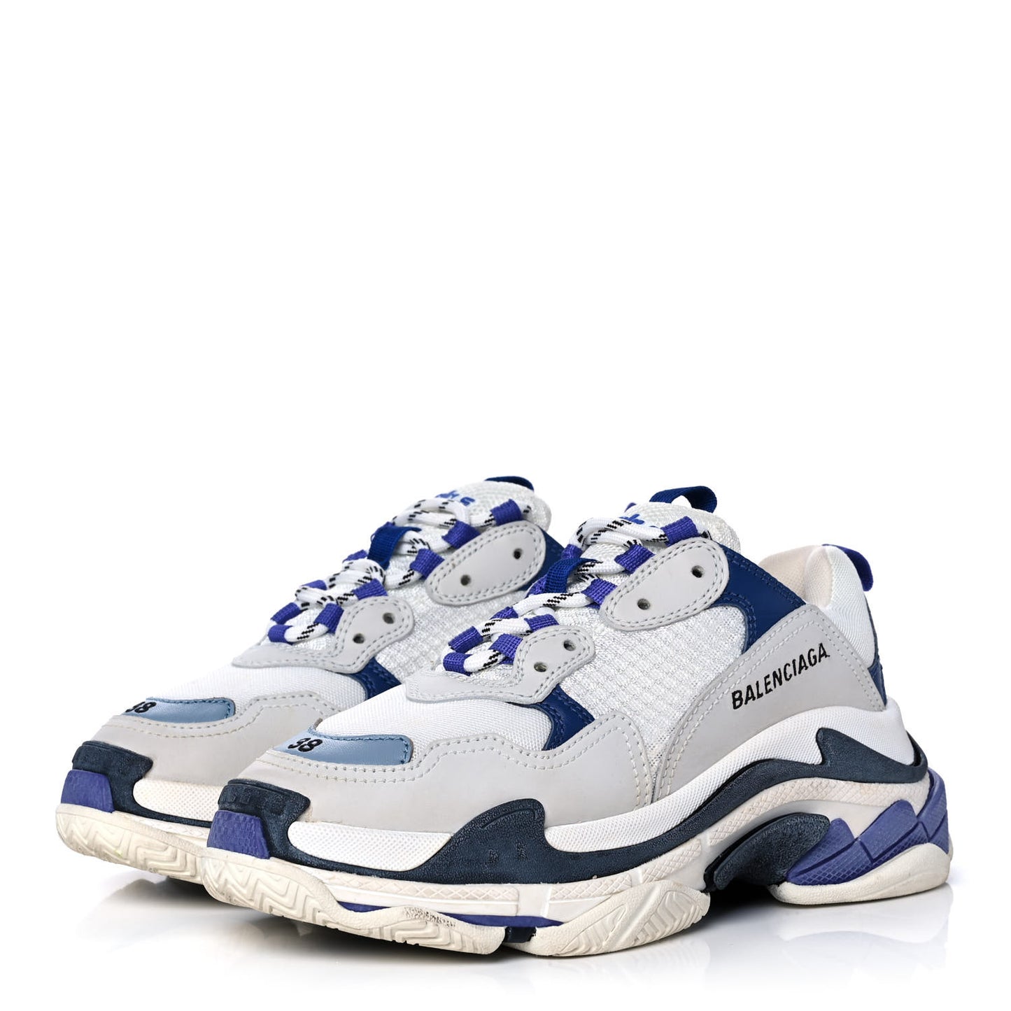 Fabric Mesh Womens Triple S Sneakers 38 White Bleu Violet