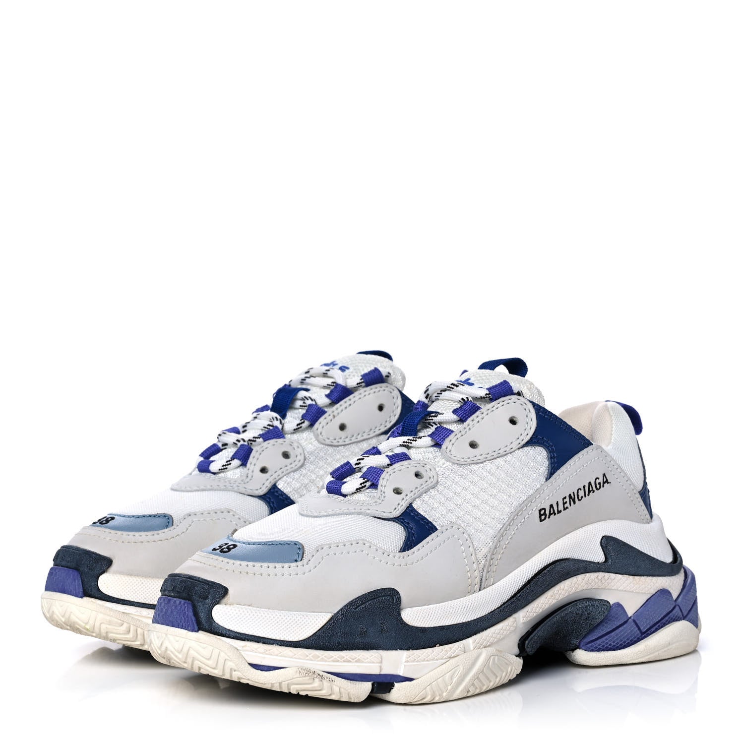Balenciaga Fabric Mesh Womens Triple S Sneakers 38 White Bleu Violet 3 of 10
