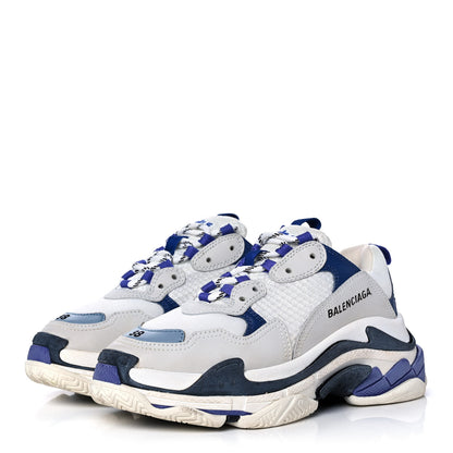 Balenciaga Fabric Mesh Womens Triple S Sneakers 38 White Bleu Violet 3 of 10