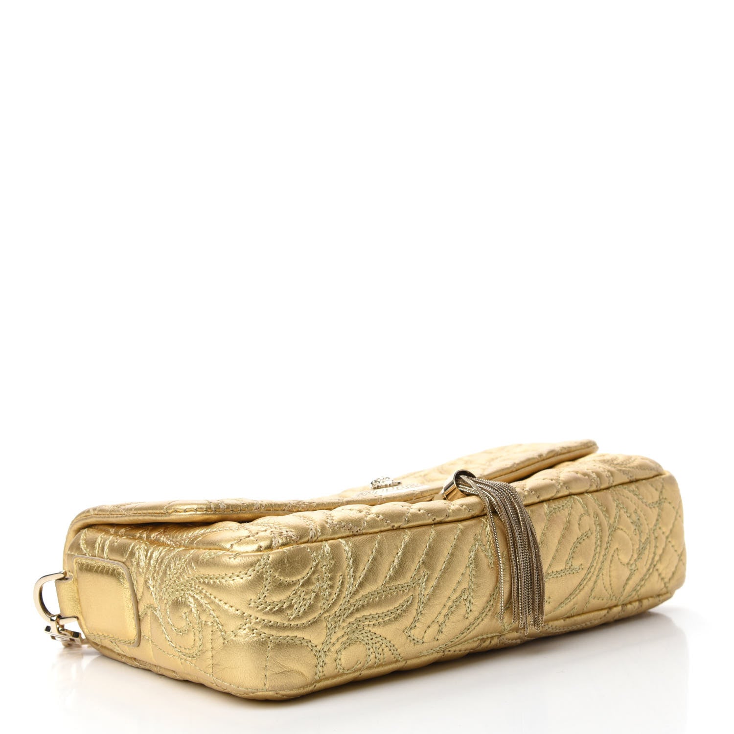Versace Metallic Nappa Barocco Quilted Calliope Vanitas Shoulder Bag Gold 4 of 9
