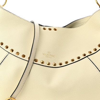 Valentino Garavani Grained Calfskin Medium Twinkle Studs Hobo White 7 of 9