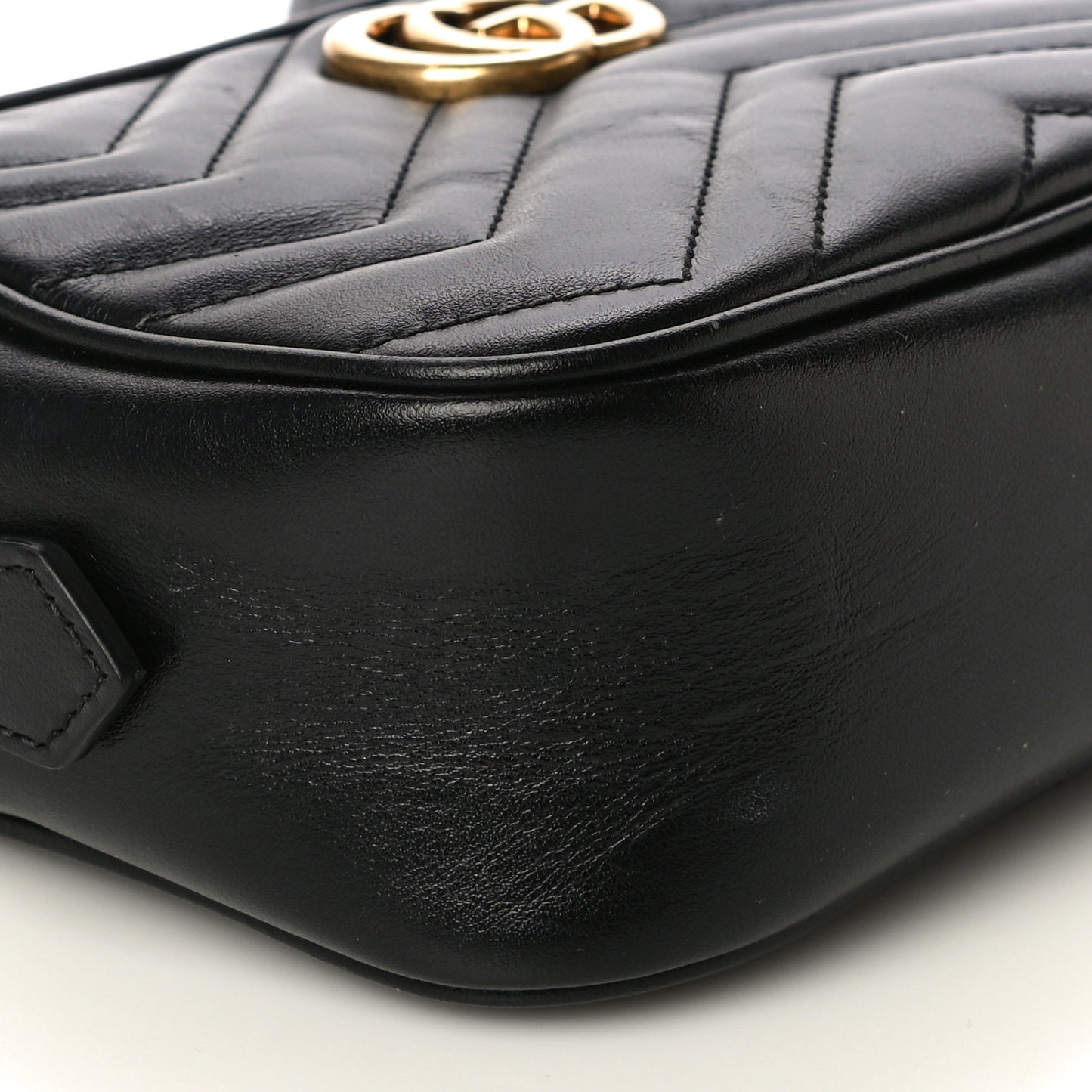 Calfskin Matelasse Mini GG Marmont Chain Shoulder Bag Black