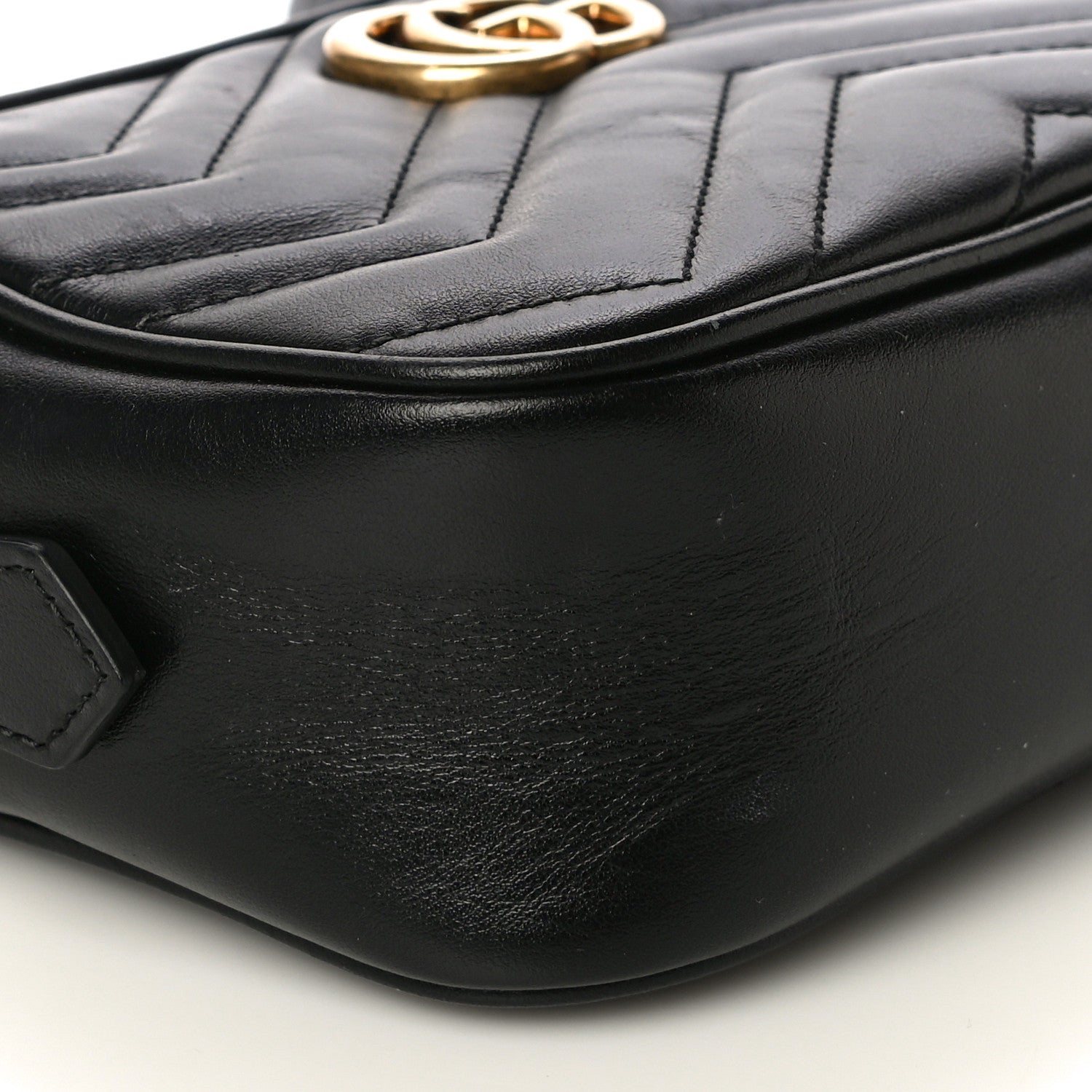Gucci Calfskin Matelasse Mini GG Marmont Chain Shoulder Bag Black 10 of 11