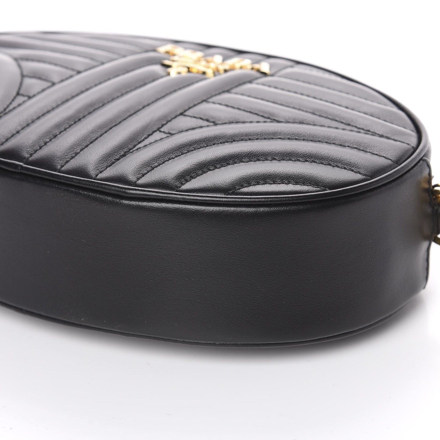 Soft Calfskin Oval Diagramme Crossbody Bag Black