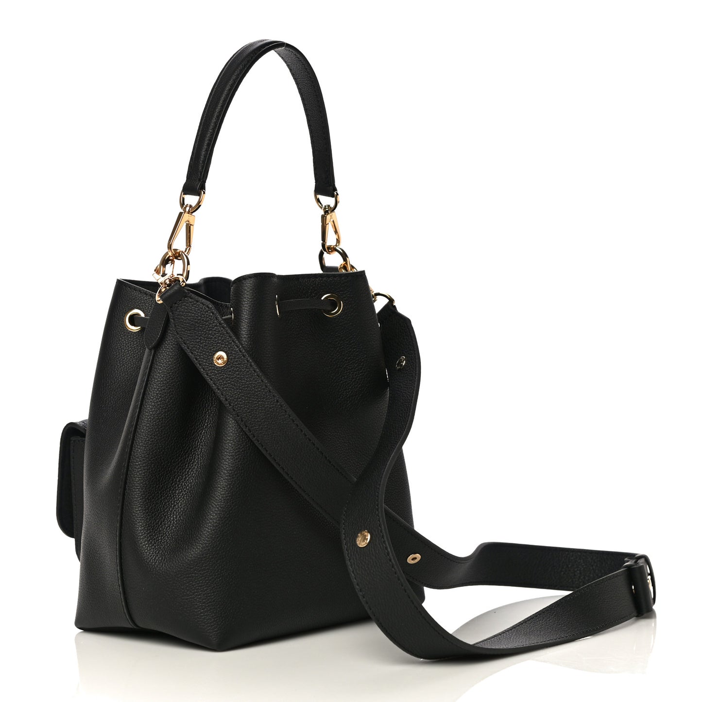 Calfskin Lockme Bucket MM Black