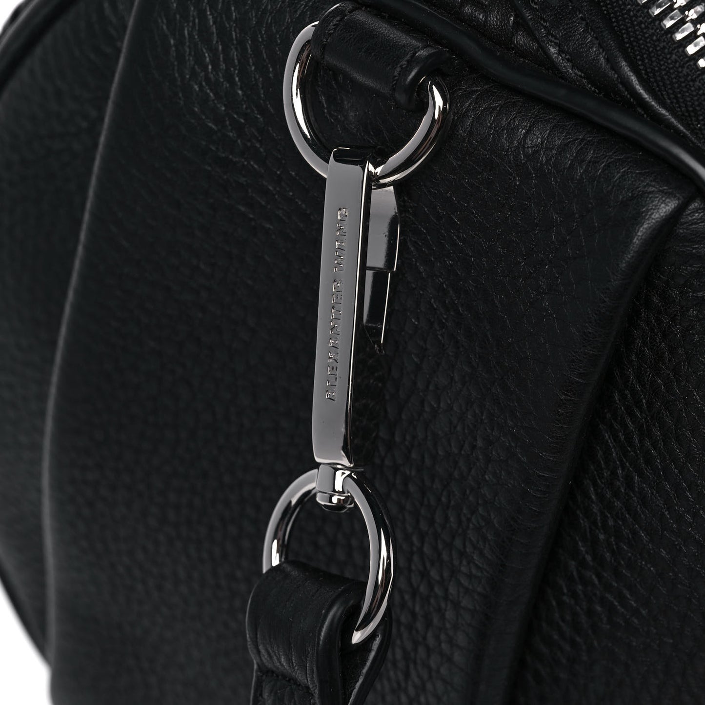 Pebbled Lambskin Woven Rocco Black Silver Hardware