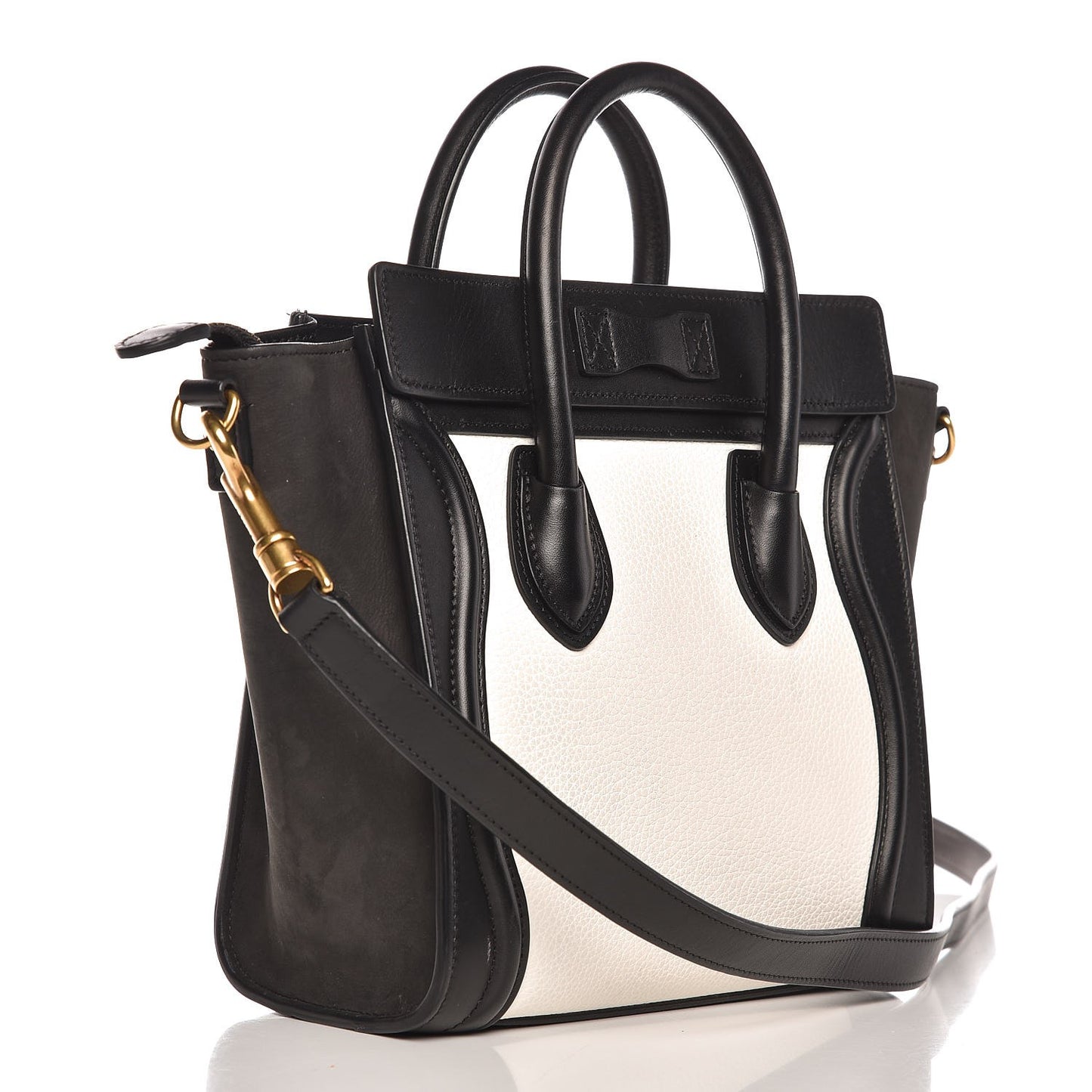 Bullhide Calfskin Nubuck Bi-Color Nano Luggage Black White