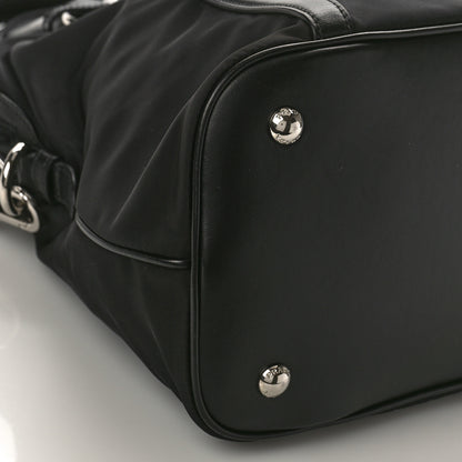 Prada Tessuto Nylon Calfskin Dome Satchel Black 7 of 8