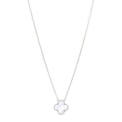 Van Cleef & Arpels 18k White Gold Chalcedony Vintage Alhambra Pendant Necklace 1 of 5