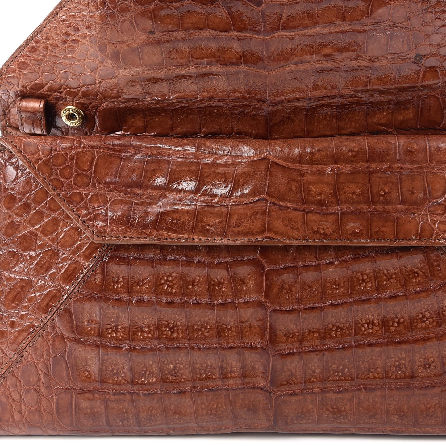 Crocodile Envelope Clutch Brown