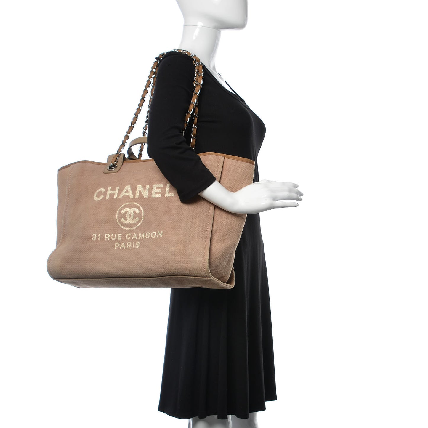Mixed Fibers Medium Deauville Tote Beige