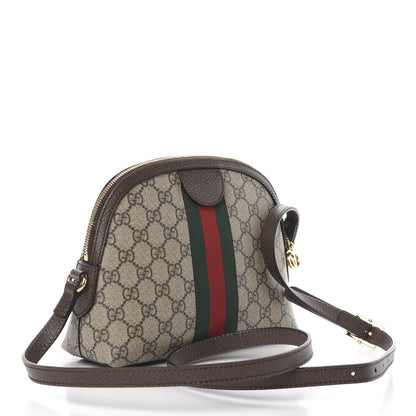 Gucci GG Supreme Monogram Textured Dollar Calfskin Web Small Ophidia Dome Shoulder Bag Beige Ebony New Acero 3 of 11