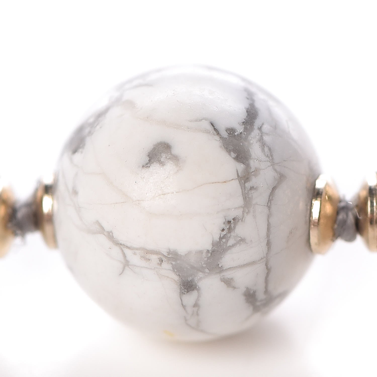 Chanel Marble Beaded CC Long Necklace Gold White 4 of 5