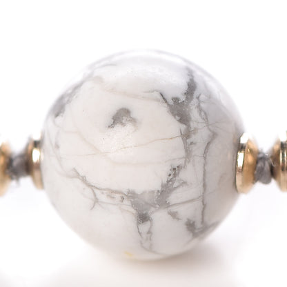 Chanel Marble Beaded CC Long Necklace Gold White 4 of 5