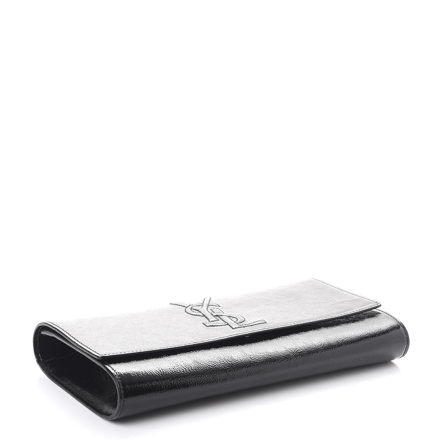 Saint Laurent Textured Patent Monogram Large Belle De Jour Clutch Black 4 of 7