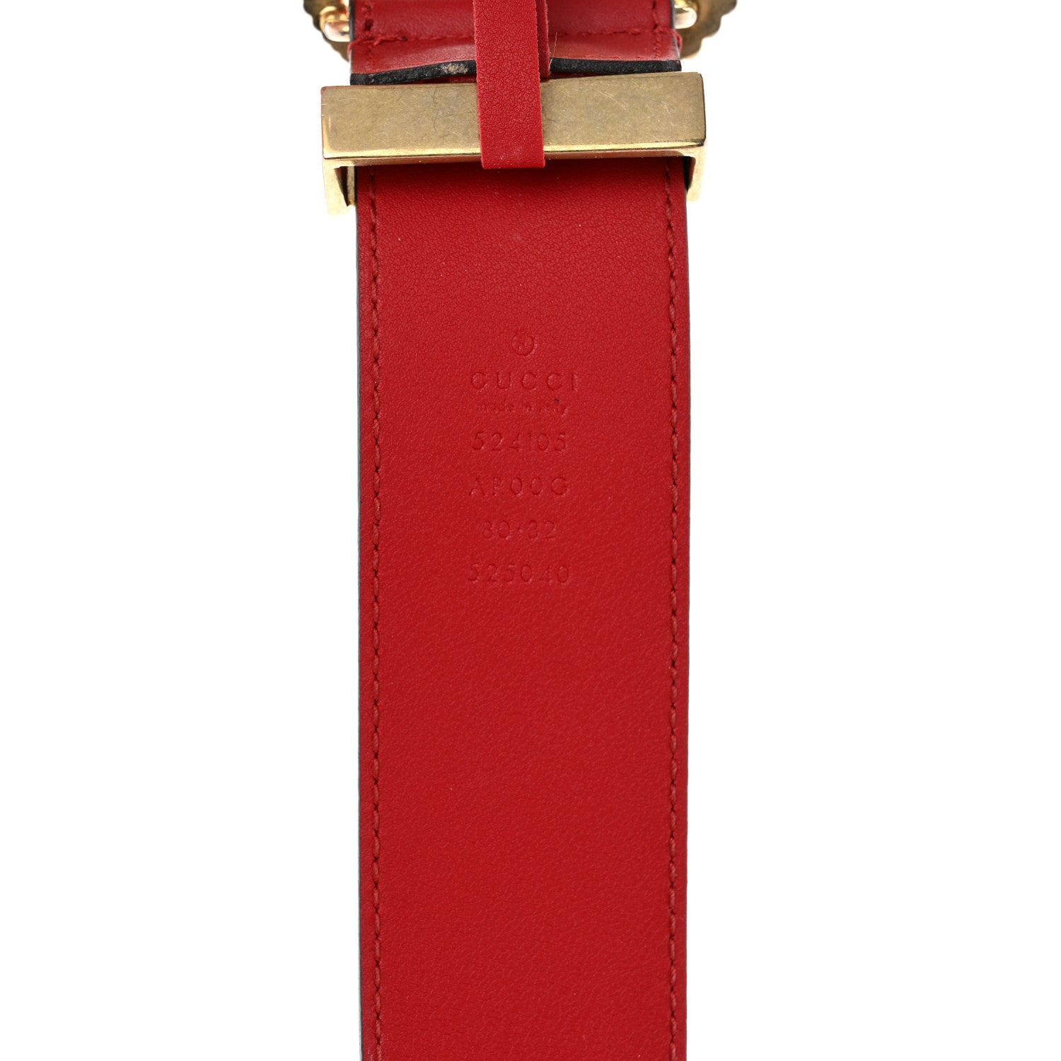 Gucci Moon Calfskin Torchon Double G 40mm Belt 80 32 Hibiscus Red 5 of 6