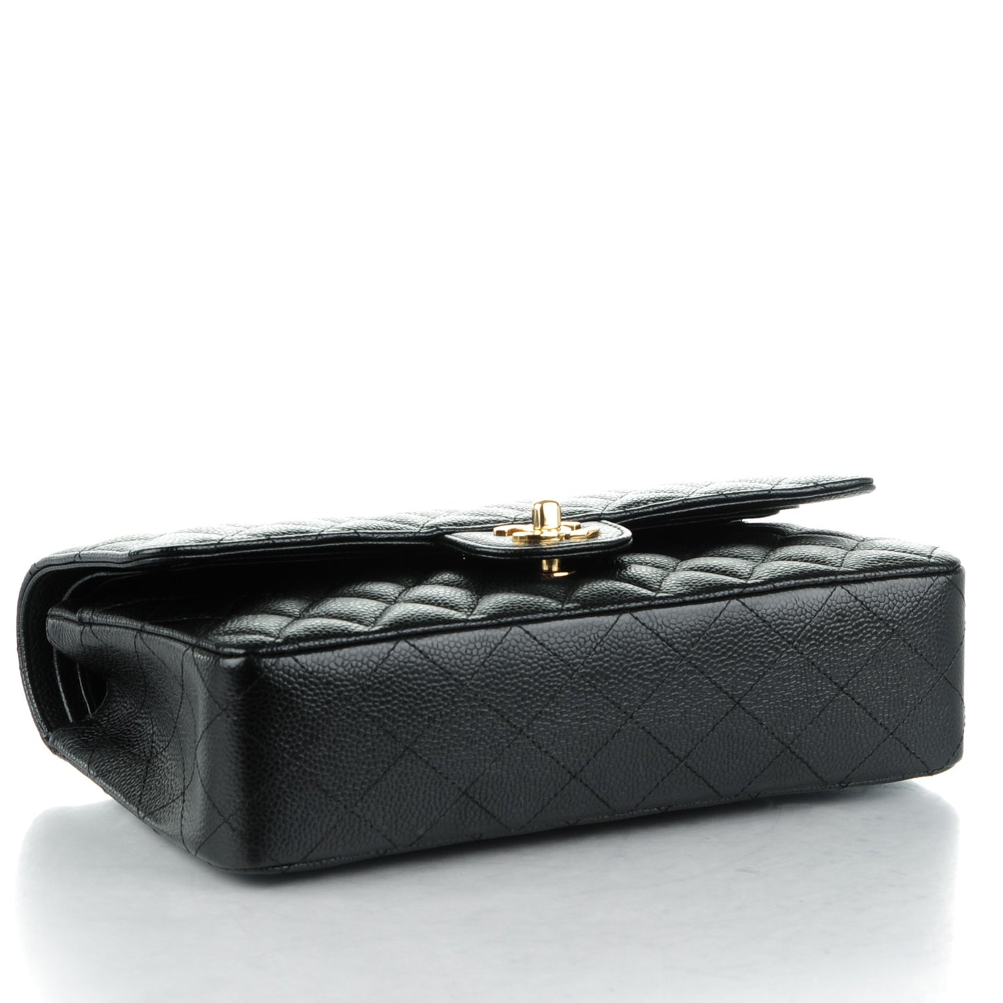 Caviar Quilted Medium Double Flap Black