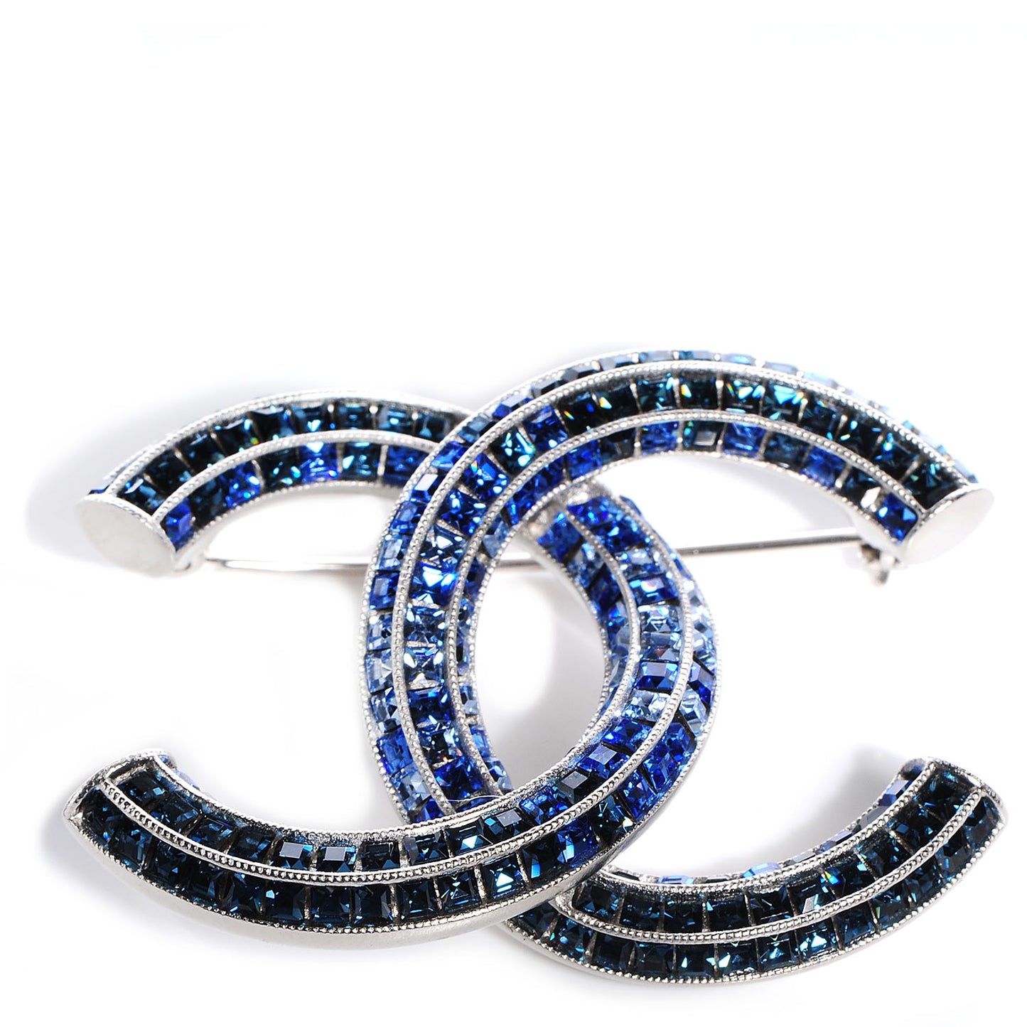Crystal Baguette CC Brooch Blue
