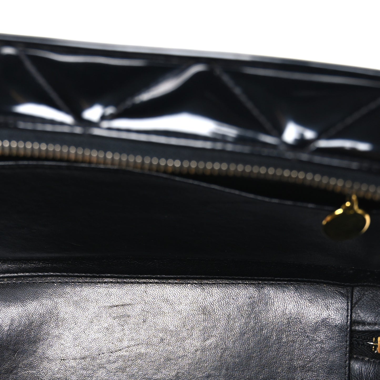 Patent Quilted Top Handle Lunch Box Carryall Shoulder Bag Black