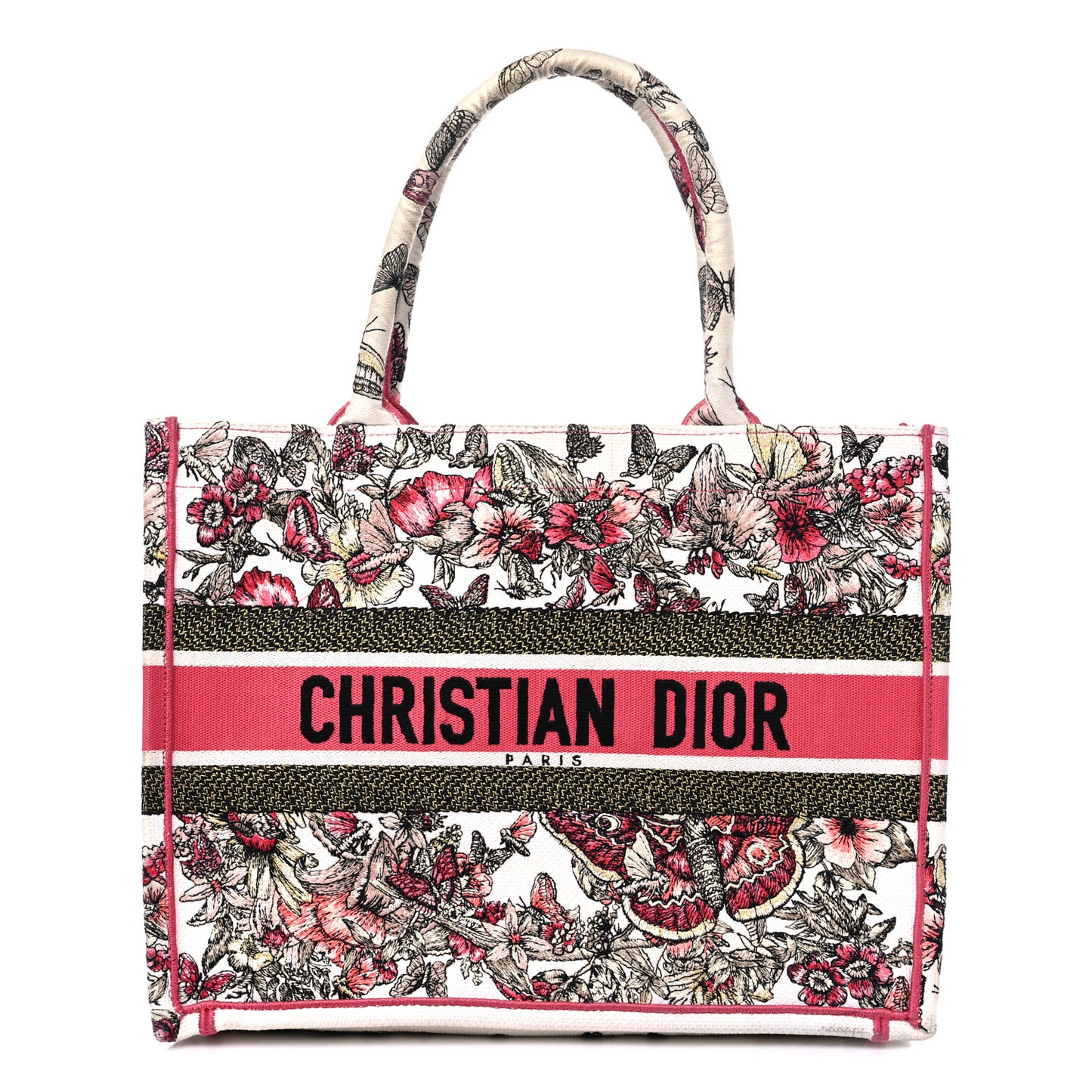 Canvas Embroidered Medium Butterfly Print Book Tote Multicolor